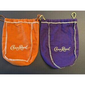 Lot of 2 Crown Royal Bags 1 Purple 1 Orange